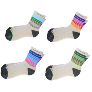 Motionwool Micro Crew Performance Socks Oatmeal Base with Charcoal Accents and Gradients 4-Pack-Large